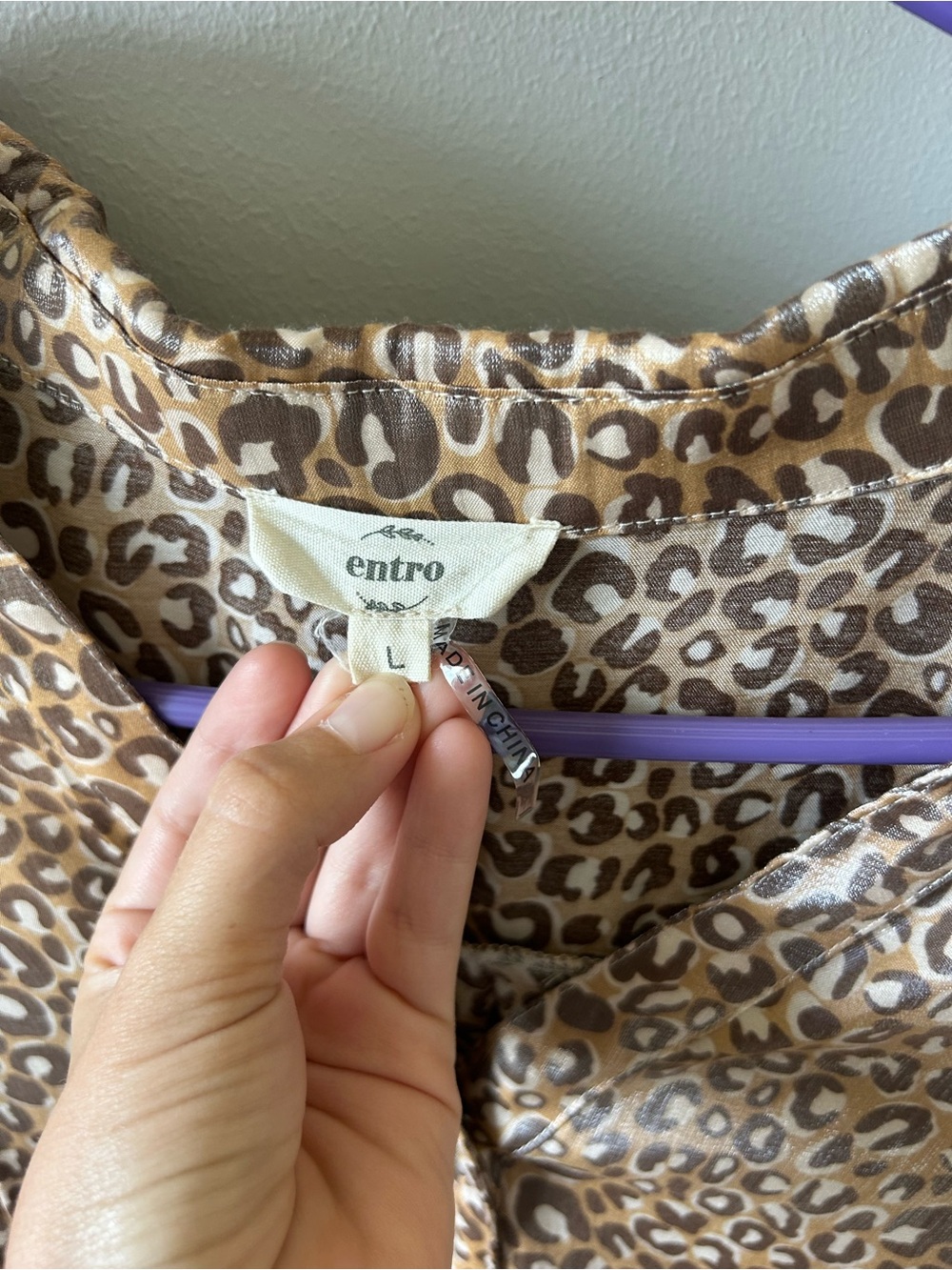 entro Leopard-Print Satin Blouse in Brown and Tan - Picture 2 of 2